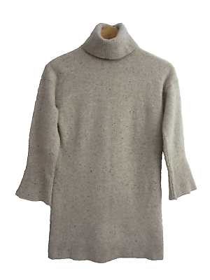 #ad Madewell Womens Small Oatmeal Tweed 100% Merino Wool Turtleneck Sweater Dress $34.99