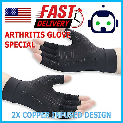 #ad 1 PAIR Copper Arthritis Compression Gloves Hand Support Joint Pain Relief USA $6.49