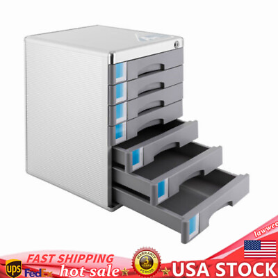 #ad Office Filing Cabinet 7 Drawer Aluminum Alloy File Cabinet w Lock Desktop NEW $79.00