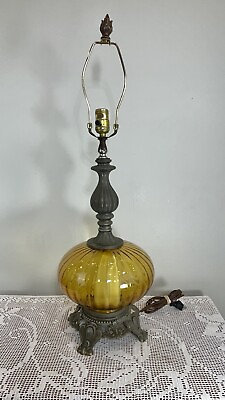 #ad Hollywood regency lamp glass lamp Two Way Lamp Vintage Lamp C $130.00
