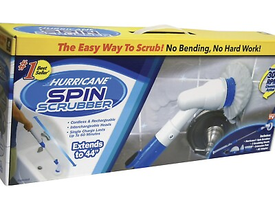 #ad HURRICANE SPIN SCRUBBER Cordless Rechargeable 4 Foot Ext. Three Heads $34.00