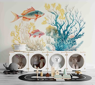#ad 3D Animal Fish Coral Sea Self adhesive Removeable Wallpaper Wall Mural1 $249.99