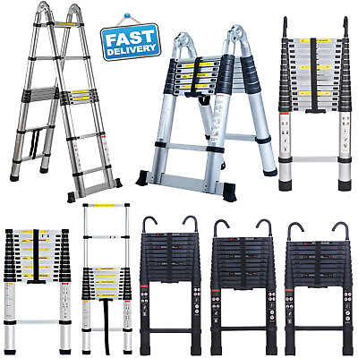 #ad Aluminum Telescoping Ladder Extension Ladders Retraction Collapsible Folding $43.47