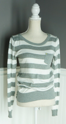 #ad NEW t o Sweaters Pocket Long Sleeve Size Small Women#x27;s Sweater Pullover Striped $13.99