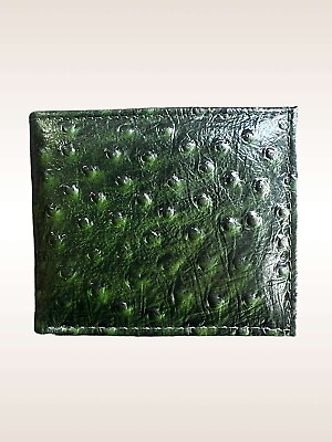 #ad Mens Genuine Leather Wallet Bifold Ostrich Print Card Slots $9.99
