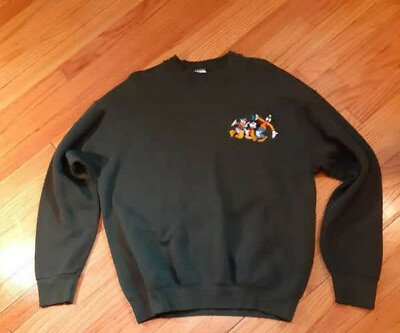 #ad vintage Sweatshirt Mickey Donald amp; Goofy dancing size XL green USA made $39.00
