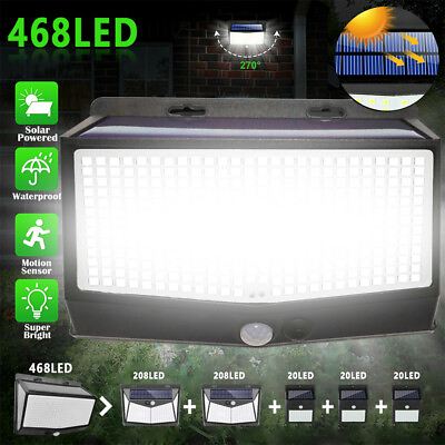 #ad 468LED Solar Power Wall Light Waterproof Motion Sensor Outdoor Street Lamp NEW $11.97