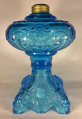 #ad New 9 1 2quot; Princess Feather Light Blue Oil Kerosene Lamp Font Victorian Era 500 $131.56