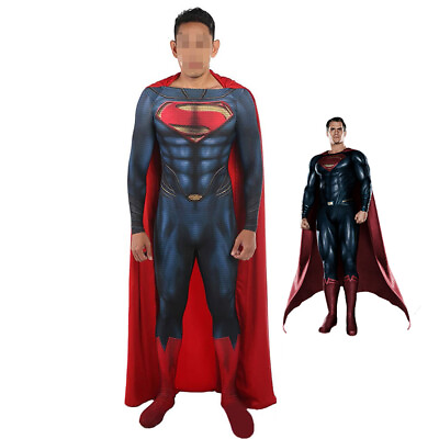#ad Man of Steel Superman Cosplay Costume Clark Kent Bodysuit For Kids Adult $70.89