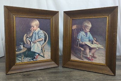 #ad Framed James Ingwersen Art Prints *Gretchen amp; Garyquot; Boy Reading Girl Eating 1973 $33.95