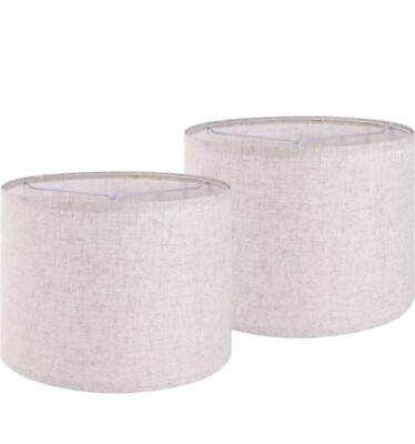 #ad Set of 2 Drum Lampshades for Table Floor amp; Bedside Lamps 13”x13”x10” Beige $31.98
