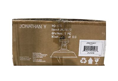 #ad JONATHAN Y Camila 14 in. Gray White Classic Industrial Iron LED Semi Flush Mount $47.95