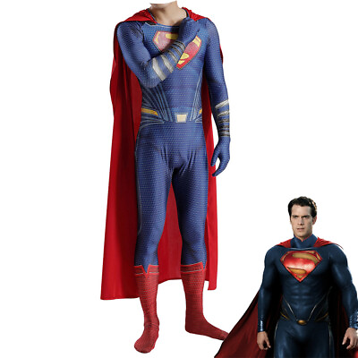 #ad Man of Steel Superman Clark Kent Costume Cosplay Bodysuit For Kids Adult Ver2 $70.89