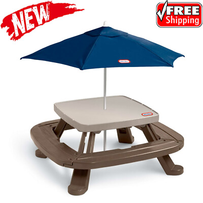 #ad Kids Picnic Table Toy w Umbrella Shade Activity Desk Outdoor Furniture Foldable $193.50