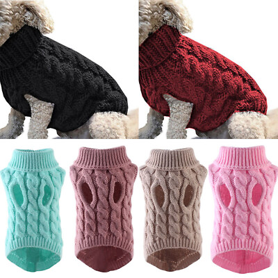 #ad Puppy Dog Jumper Winter Warm Knitted Sweater Pet Clothes Small Dogs Coat Thermal $8.00