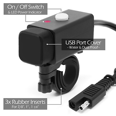 #ad Waterproof Motorcycle 12V SAE to Dual USB Charger Adapter Cable Mount Phone GPS $11.99