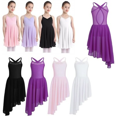#ad Kids Girls Lyrical Ballet Dance Dress Criss Cross Back Leotard Dancewear Costume $15.36
