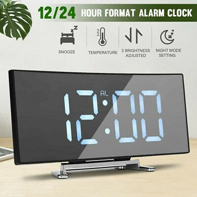#ad Digital LED Desk Alarm Clock Mirror USB Table Snooze Temperature Display Clocks $14.99