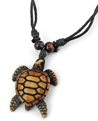 #ad New Adjustable Necklace Brown Sea Turtle Design Tribal Resin Wood Pendant $8.88