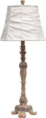 #ad Elegant Designs LT3301 CRM Antique Style Buffet Table Lamp with Cream Ruched Sha $54.99