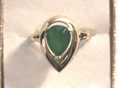 #ad #ad 925 Sterling Silver 2.6 carat simulated Emerald ring bold design size 9 E48 $60.00