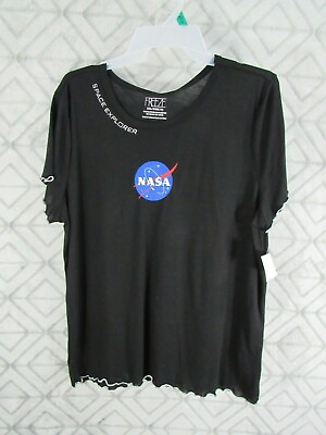 #ad New Freeze Top Size XXL 19 Juniors Black NASA Space Explorer Short Sleeve Casual $9.99
