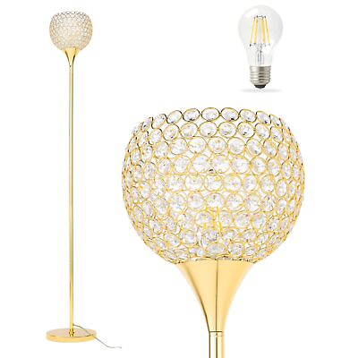#ad Crystal Spherical Floor LampGold Standing Lamp with 8.8 inch Elegant ShadeL... $99.86