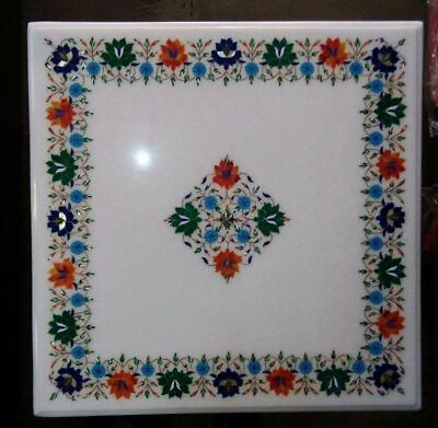 #ad 30quot; white Marble Table Top Coffee lapis malachite Inlay home decor antique q17 $1509.55