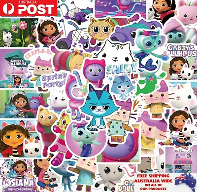 #ad 50x Kids Cartoon Gabby#x27;s Dollhouse Sticker Pack Waterproof Graffiti Decal Gift AU $13.95