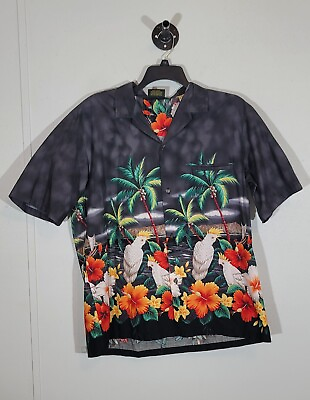 #ad Royal Creations Men#x27;s Bird Print Hawaiian Shirt Made In Hawaii Size XL $12.71