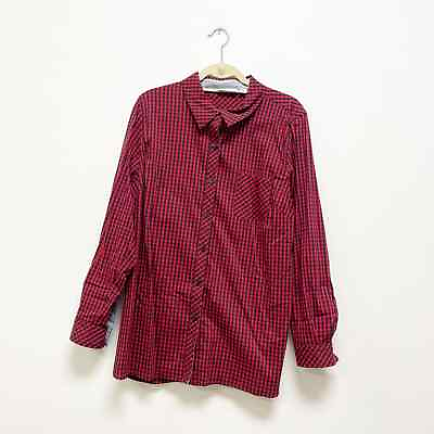 #ad Susan Graver NWOT Women#x27;s 16 Red Black Plaid Button Down Long Sleeves Shirt $19.97