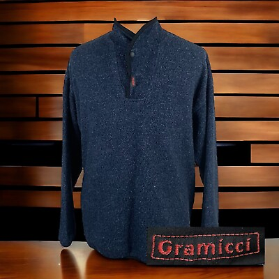 #ad Gramicci Pullover Sweater Mens L Blue USA VTG Fleece Snap 1 4 Button Gorpcore $99.00