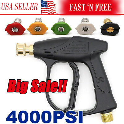 #ad 1 4quot; High Pressure Washer Gun 4000 PSI Car Wash Foam Spray Short Wand w 5 Nozzle $5.99