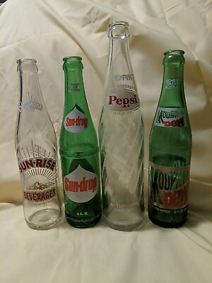 #ad 🔥🔥Lot Vintage Cola Bottles 4 Glass.unknown plant locations faded graphics $13.00