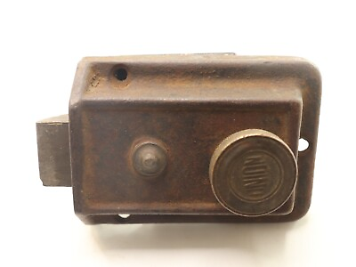 #ad Antique Union Cast Iron Lock Latch Turn Knob Works Without Key Rustic Door Lock $102.46