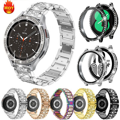 #ad Bling Metal Band StrapCase For Samsung Galaxy Watch 4 5 6 40 44 Classic 42 46mm $14.99