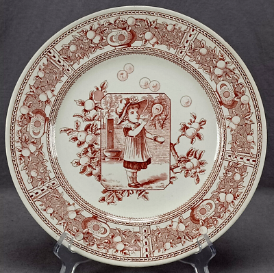 #ad Old Hall Earthenware Co Mother Hubbard Transferware 10 1 2 Inch Plate C1861 1884 $100.00