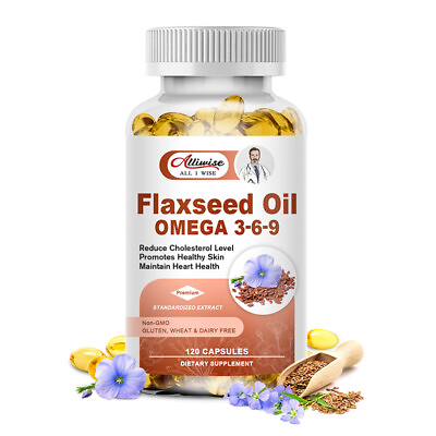 #ad 120 pcs Flaxseed Oil Omega 3 6 9 Promotes Healthy Skin amp; Maintain Heart Health $23.82