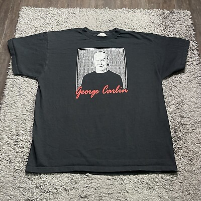 #ad Vintage George Carlin Shirt Mens XL Black Brain Damage Comedy Comedian Y2K $26.99