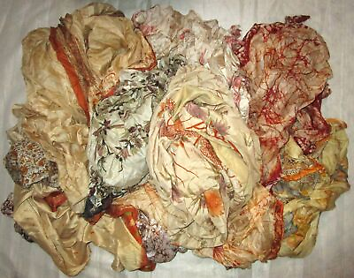 #ad SSR LOT PURE SILK Antique Vintage Sari REMNANT Fabrics 100 GRAMS Cream #ABCEZ $19.99
