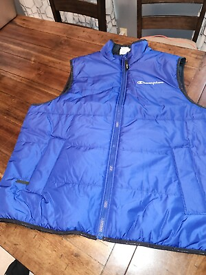 #ad Mens Blue Champion Puffer Vest Water Resistant Size Large $50.00