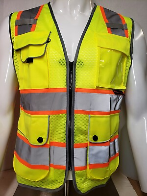 #ad FX SAFETY VEST Class 2 High Visibility Reflective Yellow Safety Vest FXSV8 $14.99