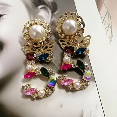#ad Statement Drop Crystal Earrings Zinc Alloy Dangles Earring Women#x27;s Jewelry 1pair $23.32