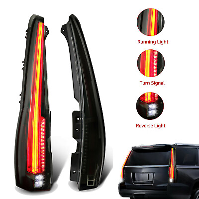 #ad 2PCS Smoked Tinted LED Rear Lamp Tail Lights For 2007 2014 Cadillac Escalade ESV $359.99