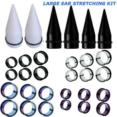 #ad LARGE SIZES BIG EAR STRETCHING KIT EAR TAPERS amp;PLUGS CHOOSE SIZES UP TO 1 INCH $11.99