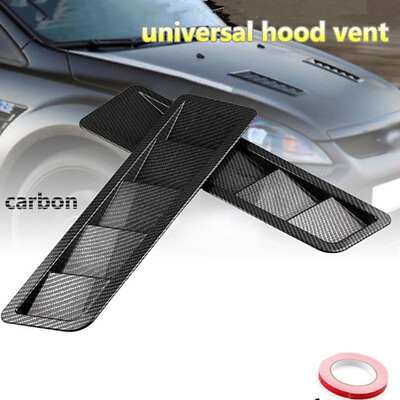 #ad 2x Car Hood Vents Mustang Air Flow Intake Hood Louver Window Coolin Carbon Fiber $29.15