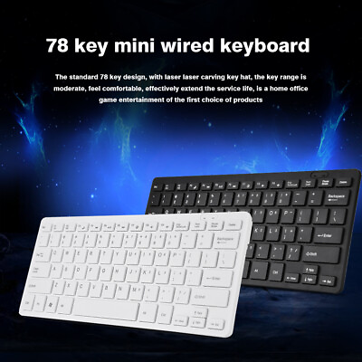 #ad Ultra Thin Mini USB Wired Compact Keyboard for Desktop Computer Laptop PC 78 Key $19.96