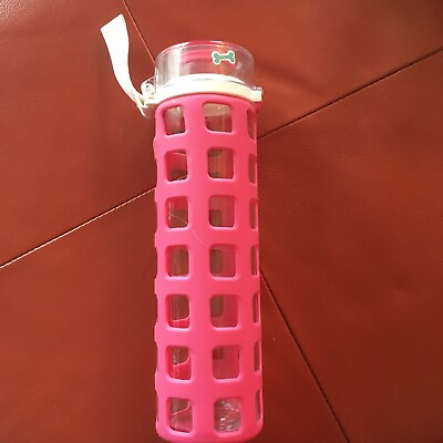 #ad Ello Syndicate Pink BPA Free 20 oz Glass Water Bottle Flip Lid $9.87