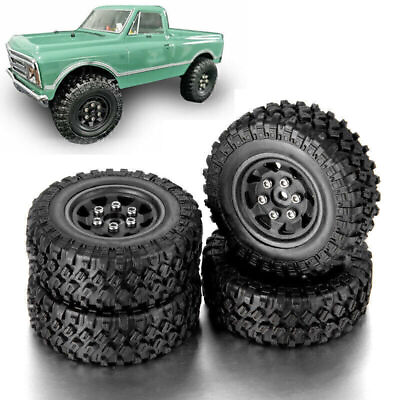 #ad 4PCS Beadlock Tires amp; Wheels Rims Tire for 1 24 Axial SCX24 90081 RC Crawler Car $14.34