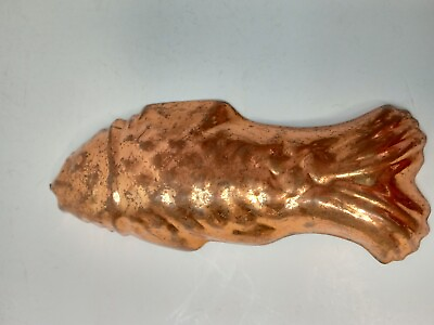 #ad Copper Fish Mini Mold Tin Lined Missing Brass hanging loop 5 in long 2 in wide $10.99